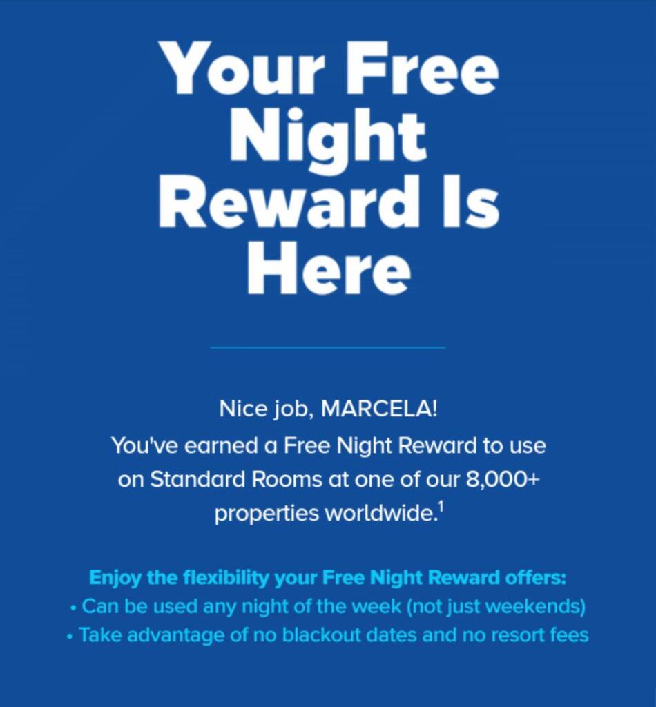 Hilton Free night Certificate